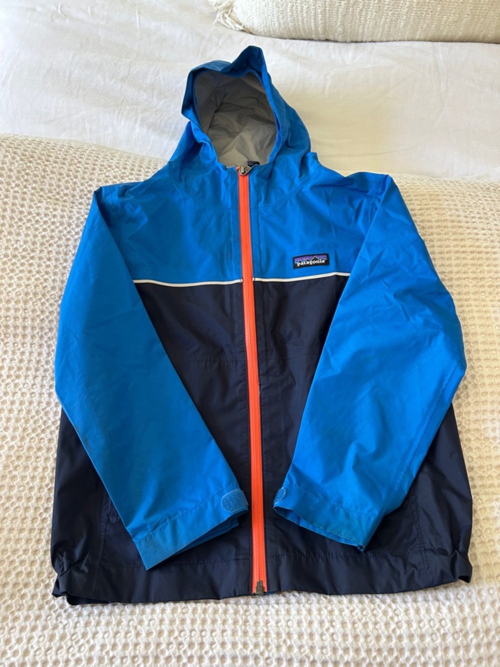 Patagonia Bright Blue & Navy Windbreaker with Orange Zipper